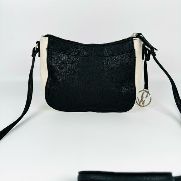 Y2K Nine West Women's Black White Small Adjustable Strap Leather Crossbody Bag - Picture 4 of 11